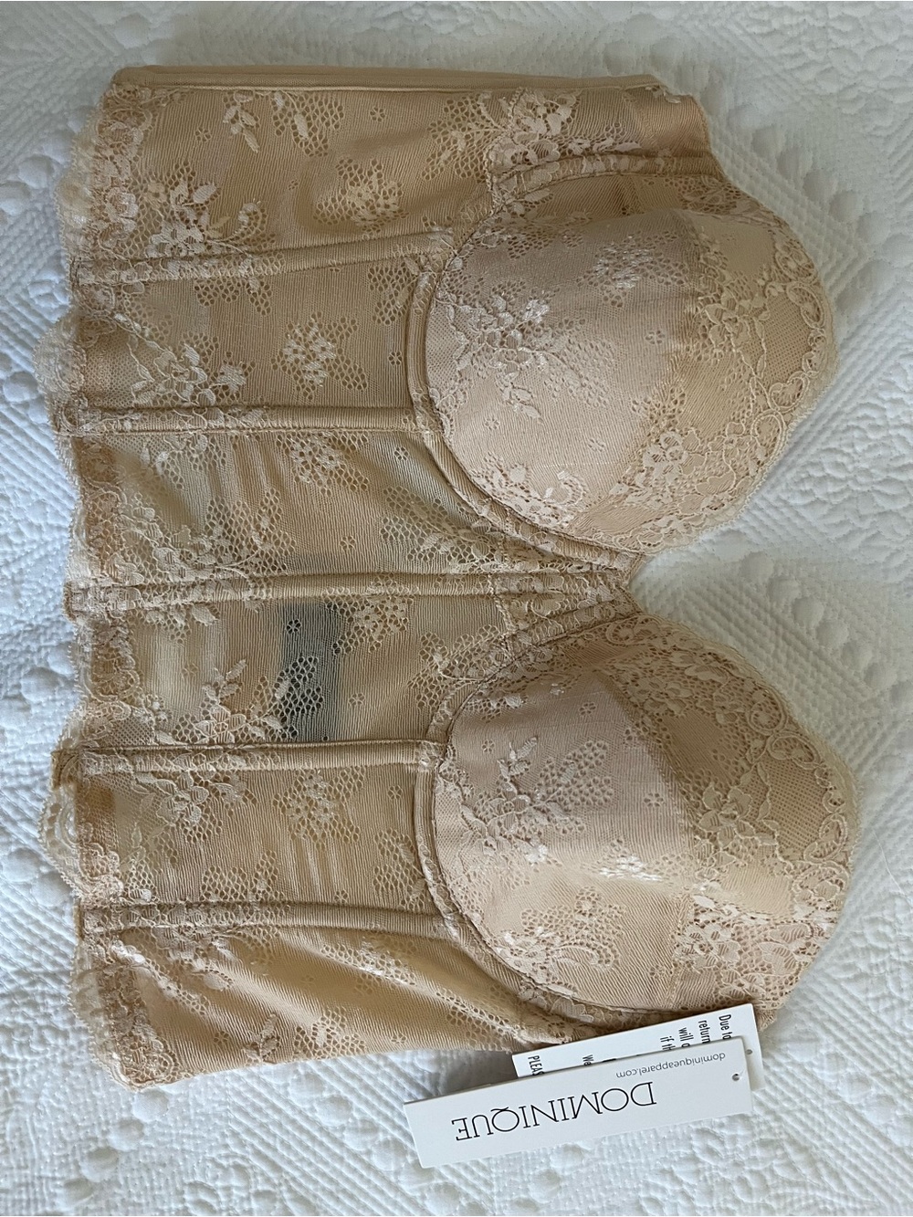Dominique Lace Strapless Longline Bustier - Beige